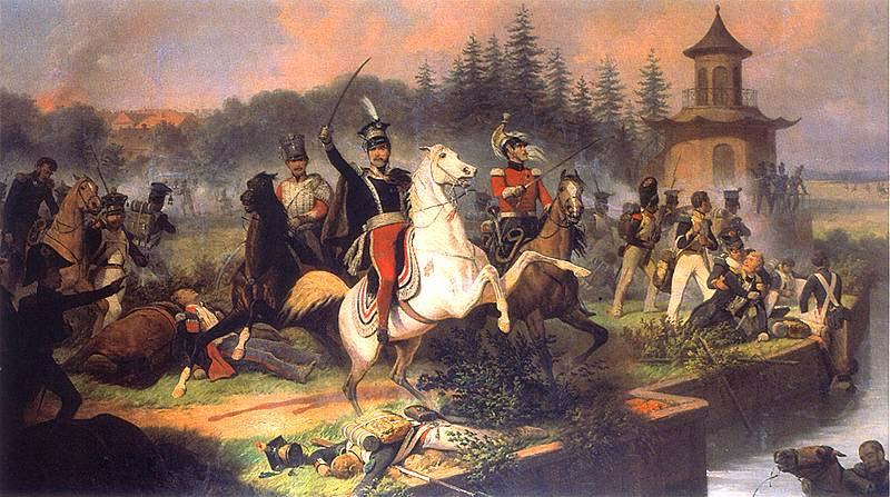 January Suchodolski Death of Prince Jozef Poniatowskiin in the Battle of Leipzig. oil painting image